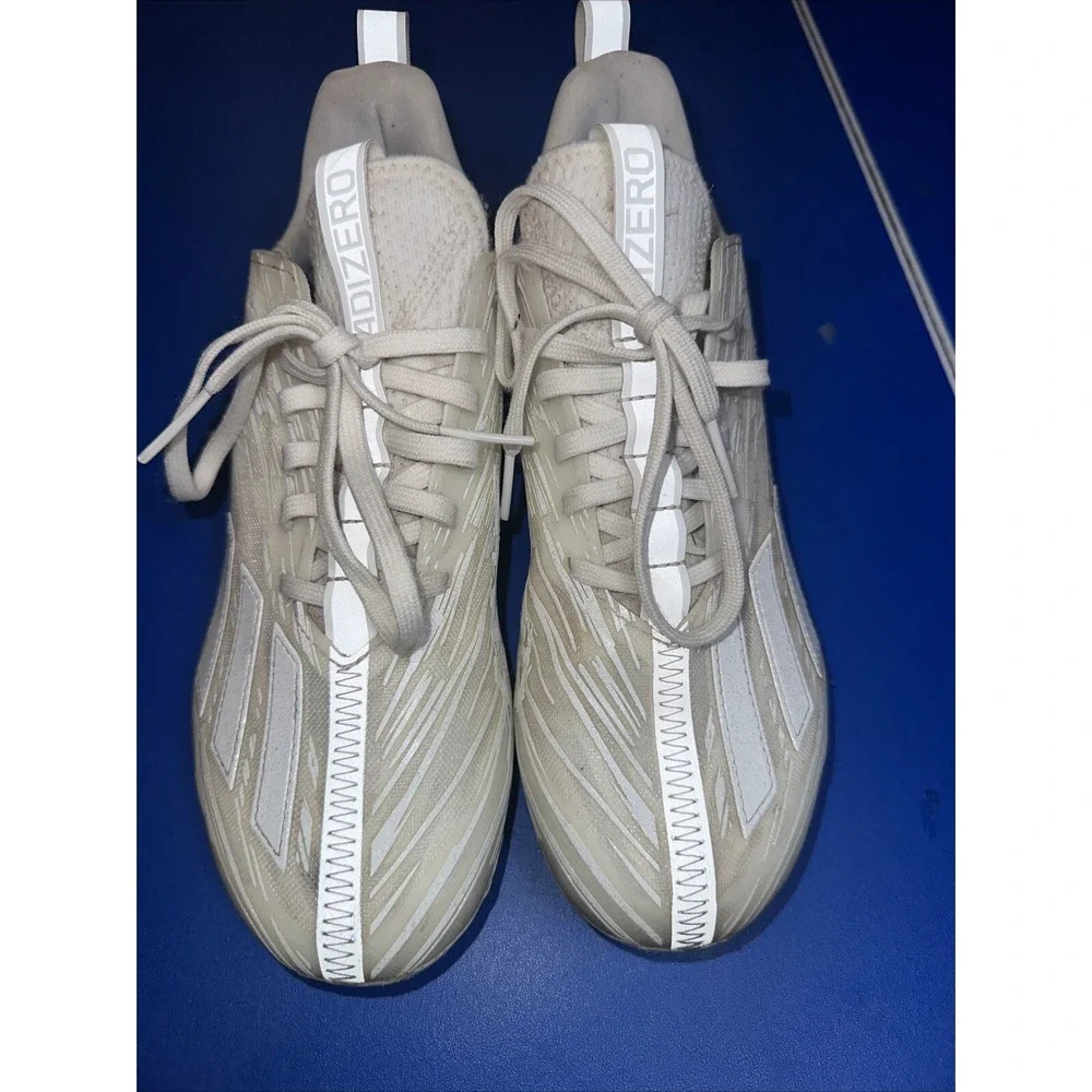 Adidas ADIZERO 12.0 Football Cleats Triple White GX5413 Men's Size 7.  Looks NEW